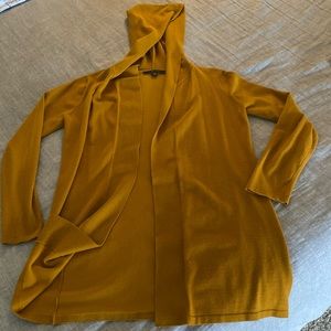 Gold hooded long sleeve cardigan